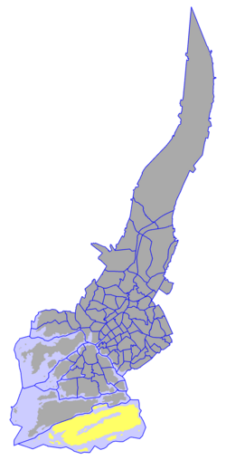 Kaupungin kartta, jossa Kakskerta korostettuna. Turun kaupunginosat