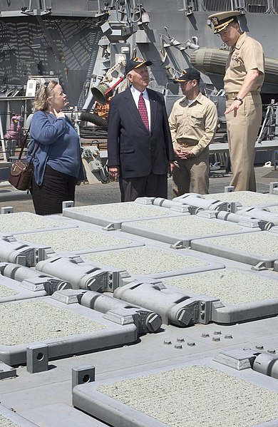 File:US Navy 060417-N-9851B-005 USS Fitzgerald (DDG 62) Commanding Officer, Cmdr. David Hughes explains the function of the vertical launch systems.jpg