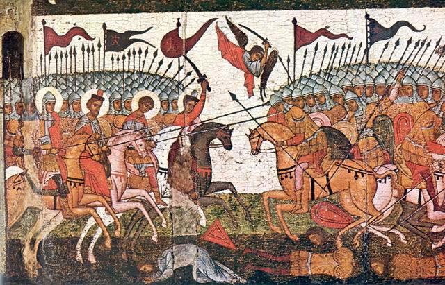 Battle between Novgorod and Suzdal in 1170, the icon from 1460