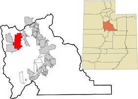Utah County Utah incorporated and unincorporated areas Eagle Mountain highlighted.svg