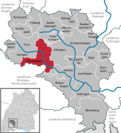 Elhelyezkedése Baden-Württemberg térképén