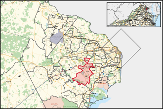 District map from the 2023 election Virginia's 15th House of Delegates district (since 2024).svg