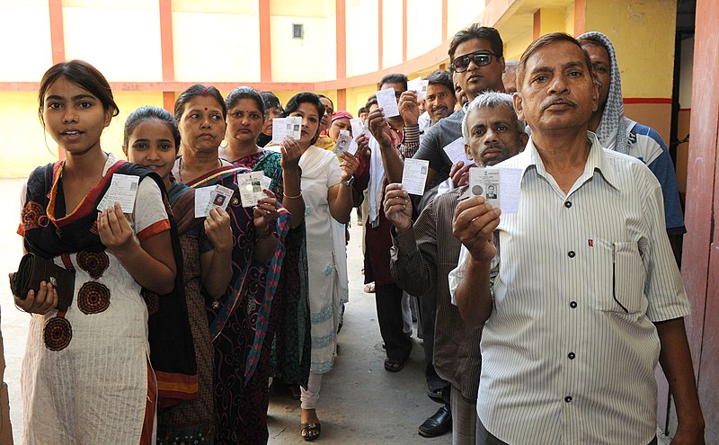 File:Voters standing in the queue to cast their votes, at a polling booth, during the 9th Phase of General Elections-2014, in Varanasi, Uttar Pradesh on May 12, 2014.jpg