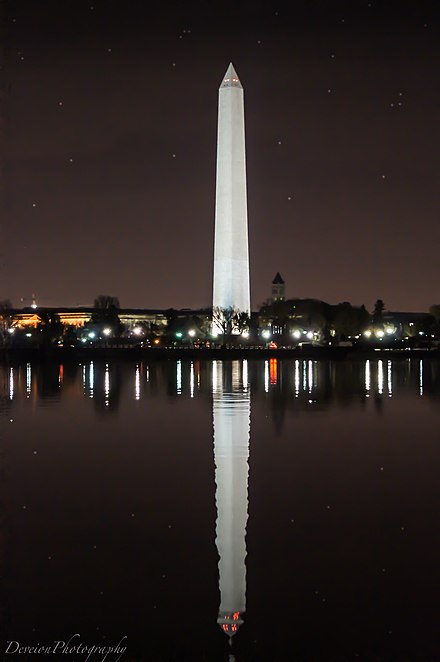 The Washington Monument, a modern monument in Egyptian obelisk style.