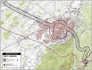 Map of Waynesboro Battlefield core and study areas by the American Battlefield Protection Program. Waynesboro Battlefield Virginia.jpg