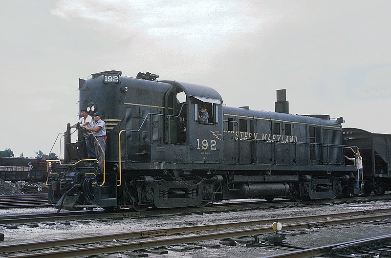 File:Western Maryland 192 (high hood RS3 used for passenger service at Port Covington, MA August 17, 1969 (22263292858).jpg