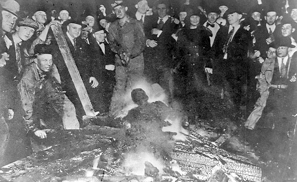 The sight of Will Brown lynched, with his body mutilated and burned by a white crowd.