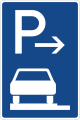 Zeichen 315-61 Parken auf Gehwegen – ganz in Fahrtrichtung links, (Anfang); bisher Zeichen 315-62