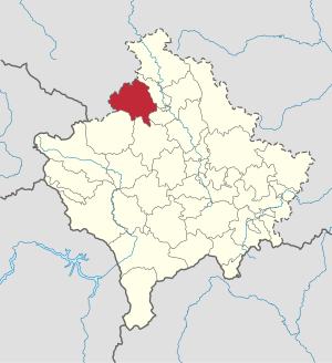 Location of the municipality of Zubin Potok in Kosovo (clickable map)