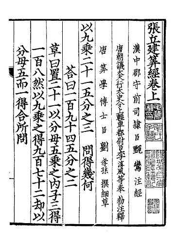 Zhang Qiujian Suanjing