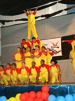 Gymnastic formation performance by the Brazil members, Niteroi, State of Rio de Janeiro, in October, 2009. 02462 AN Pyramid.jpg