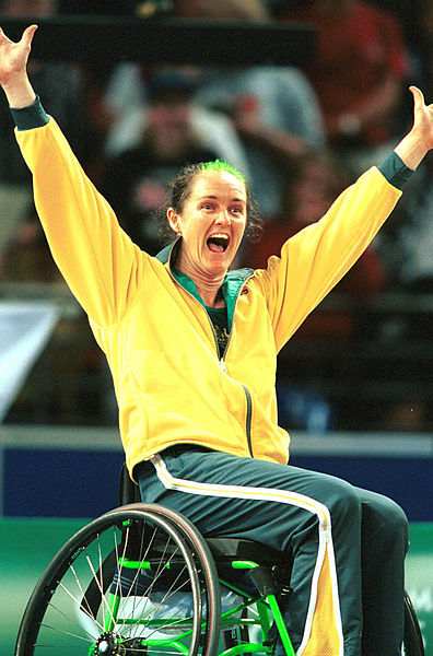 File:141100 - Wheelchair basketball Liesl Tesch stoked 3 - 3b - 2000 Sydney match photo.jpg