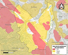 Carte des zones d'aléa retrait-gonflement des sols argileux de Saint-Agnant.