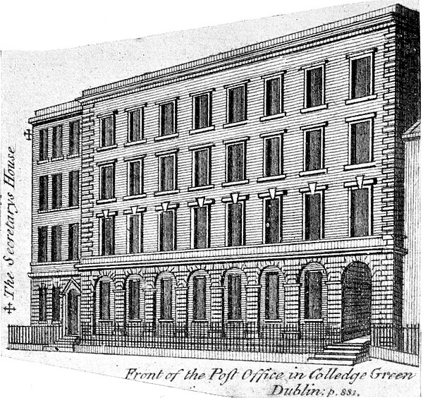 Illustration of GPO in College Green with PO secretary's house on the left side