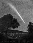 Komet Ikeya–Seki, som den sågs från Canberra, 31 oktober 1965. Teckning av David Nicholls.