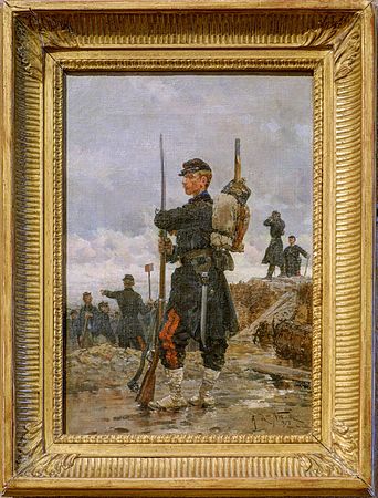 Étude d'uniforme, un sapeur du génie, par Alphonse Deneuville.