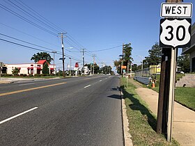 2018-10-01 10 26 23 View west along U.S. Route 30 (White Horse Pike) at Hurlock Avenue in Magnolia, Camden County, New Jersey.jpg
