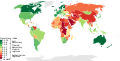 L'Indice de démocratie de l'Economist Intelligence Unit publié en décembre 2019, plus le pays est vert, plus il est considéré démocratique, la Norvège étant le pays le plus démocratique à 9,93), tandis que (la Corée du Nord étant le moins démocratique à 1,08).