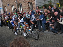 Fabian Cancellara and Sylvain Chavanel at the foot of the Muur in 2011 2164CancellaraChavanel rvv2011.jpg