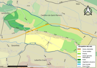 Mapa de colores que muestra el uso de la tierra.