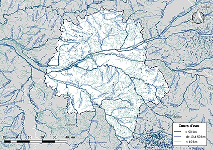 Carte de l'ensemble du réseau hydrographique de l’Indre-et-Loire.