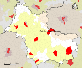 Lage des Attraktionsgebiets von Saint-Laurent-Nouan im Departement Loir-et-Cher.