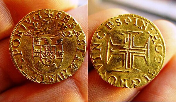 A 500 reais gold coin, King Sebastião of Portugal (1557–1578)