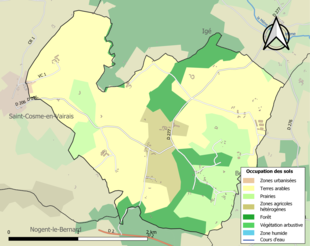 Barevná mapa znázorňující využití půdy.