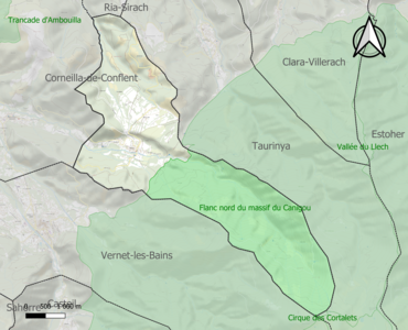 Carte de la ZNIEFF de type 1 sur la commune.