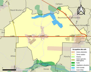 Kolorowa mapa przedstawiająca użytkowanie gruntów.