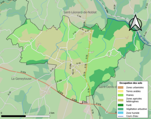 Barevná mapa znázorňující využití půdy.