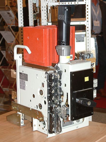 An air circuit breaker for low-voltage (less than 1,000 volt) power distribution switchgear