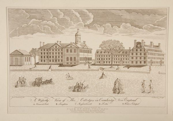 A 1767 engraving of Harvard College by Paul Revere