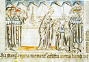 Aachener Krönung Heinrichs VII. und Margaretes von Brabant.jpg