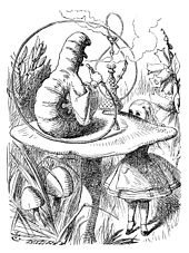 Alice meets the caterpillar. Illustration by Sir John Tenniel in Lewis Carroll's Alice in Wonderland, c. 1865 Alice 05a-1116x1492.jpg