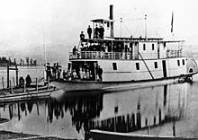 Sternwheeler Amelia Wheaton docked on Lake Coeur d'Alene, ca. 1885