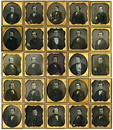 The Amherst graduating class of 1850, including William Austin Dickinson (second row, far left), brother of poet Emily Dickinson
