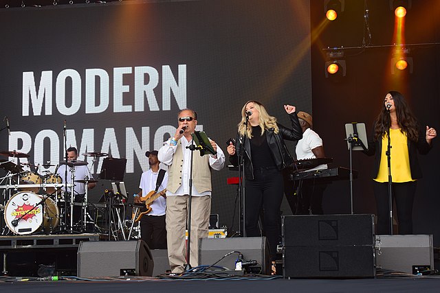 Andy Kyriacou of Modern Romance performing at Let's Rock Liverpool, 31 July 2021. Photograph by Andrew D. Hurley