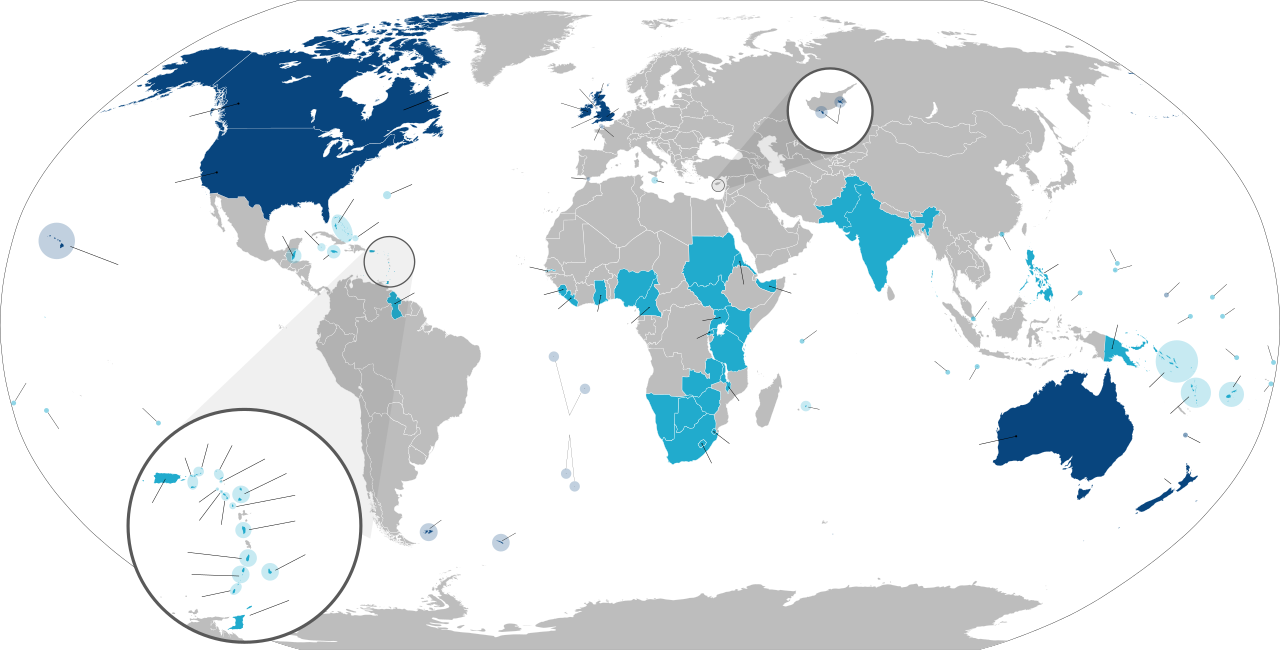 Map showing the English-speaking world.