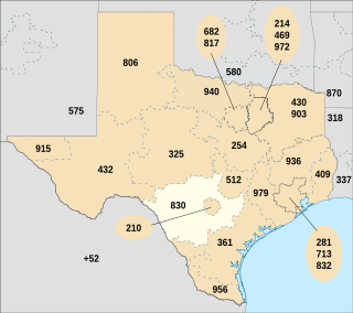 Area code 830 Area code in Texas, United States