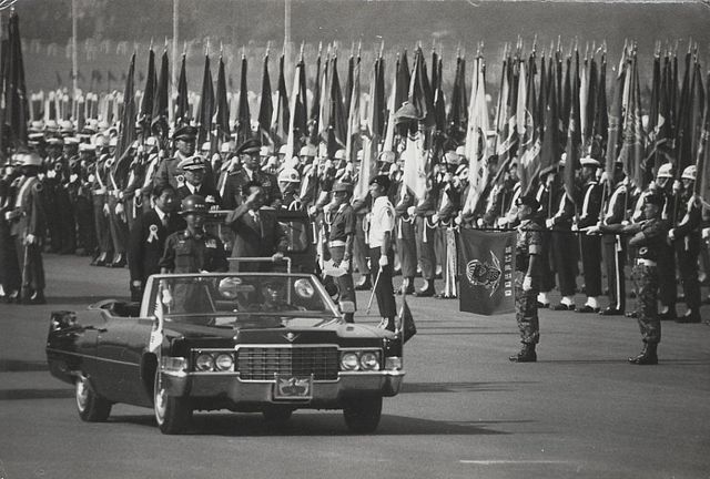 President Park Chung Hee inspecting troops at the 1973 Republic of Korea Armed Forces Day parade