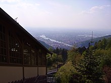 View from the upper station Aussicht Bergbahn Koenigstuhl Heidelberg.jpg