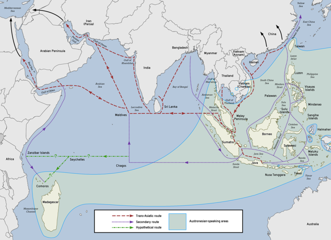 Austronesian proto-historic and historic maritime trade network in the Indian Ocean[171]