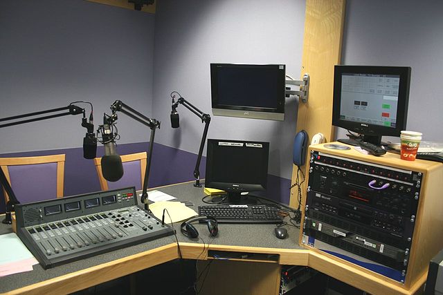 A BBC Wales Sport radio booth