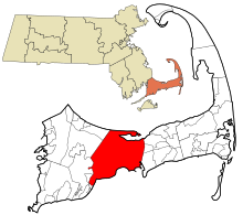 Barnstable County Massachusetts incorporated and unincorporated areas Barnstable highlighted.svg