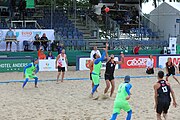 Deutsch: Beachhandball Europameisterschaften 2019 (Beach handball Euro); Tag 3: 4. Juli 2019 – Männer, Platzierungsrunde Gruppe III, Slowenien-Türkei 0:2 (18:18, 22:23) English: Beach handball Euro; Day 3: 4 July 2019 – Men Consolation Round Group III – Slovenia-Turkey 0:2 (18:18, 22:23)