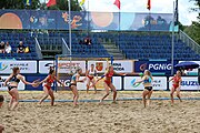 Deutsch: Beachhandball Europameisterschaften 2019 (Beach handball Euro); Tag 5: 6. Juli 2019 – Frauen, Halbfinale, Kroatien-Dänemark 1:2 (12:19, 17:10, 4:7) English: Beach handball Euro; Day 5: 6 July 2019 – Semifinal Men – Croatia-Denmark 1:2 (12:19, 17:10, 4:7)