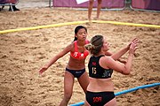 Deutsch: Beachhandball bei den Olympischen Jugendspielen 2018; Tag 6, 12. Oktober 2018; Mädchen, Hauptrundenspiel – Chinesisch Taipei (Taiwan)-Paraguay 0:2 English: Beach handball at the 2018 Summer Youth Olympics at 12 October 2018 – Girls Main Round – Chinese Taipei (Taiwan)-Paraguay 0:2