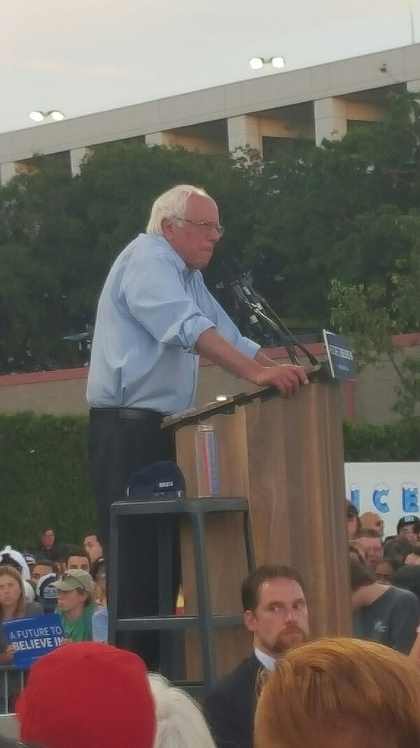 Sanders at a rally at UC, Davis