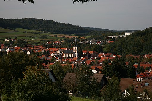 Blick auf Reichelsheim im Odenwald